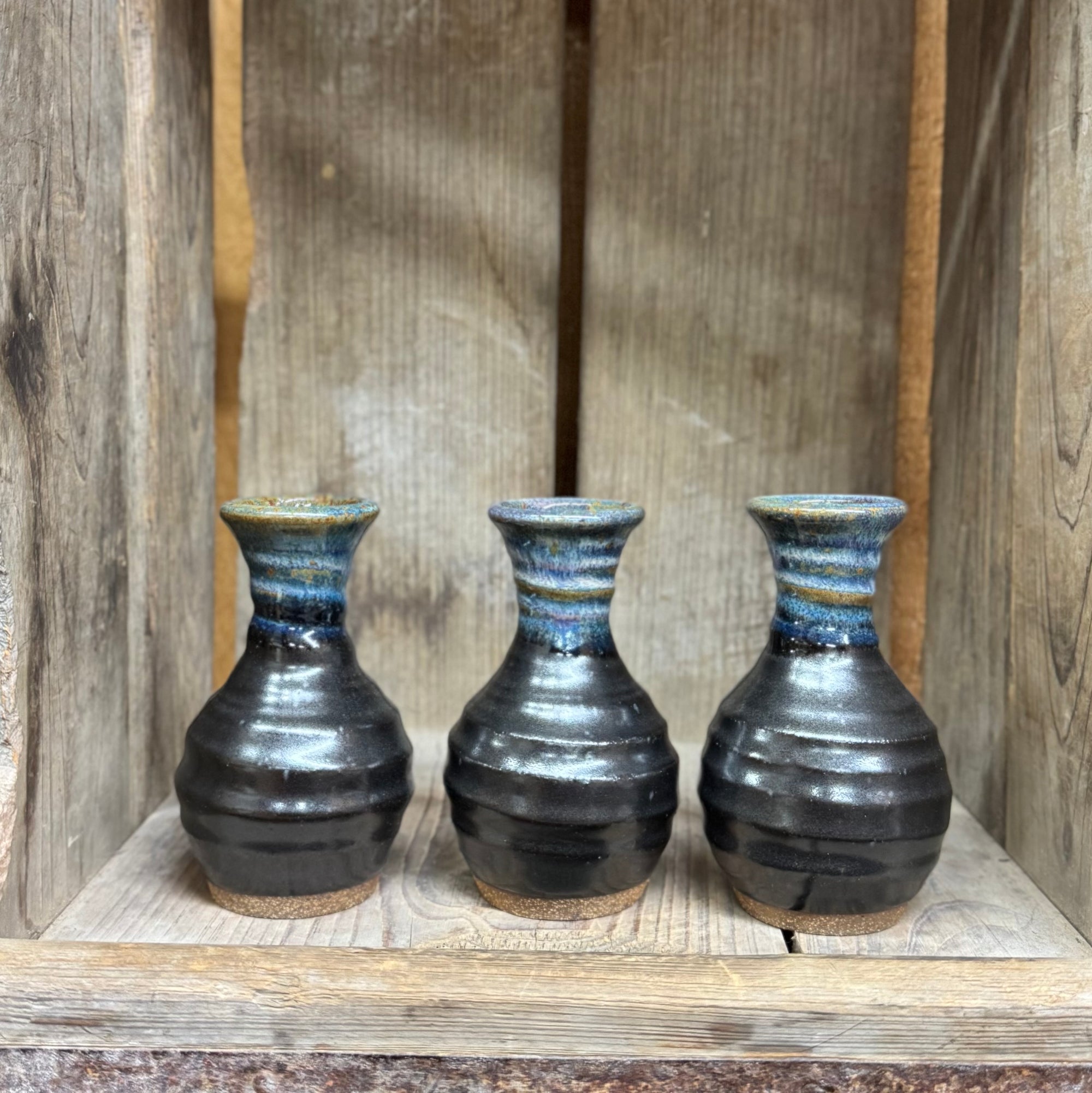 Mini Vase Set {Black and Blue}