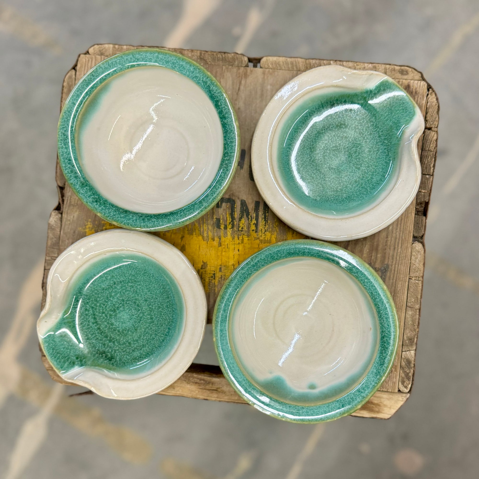 Salsa Bowls and Spoon Rests Set {Sea Glass}