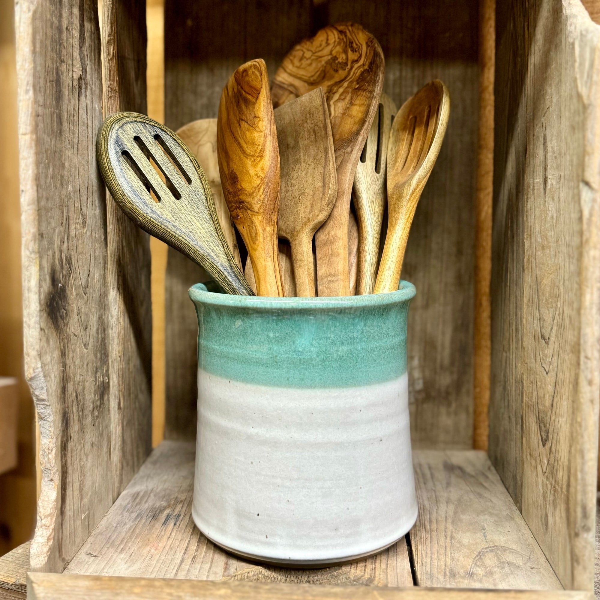 Utensil Holder {Sea Glass}