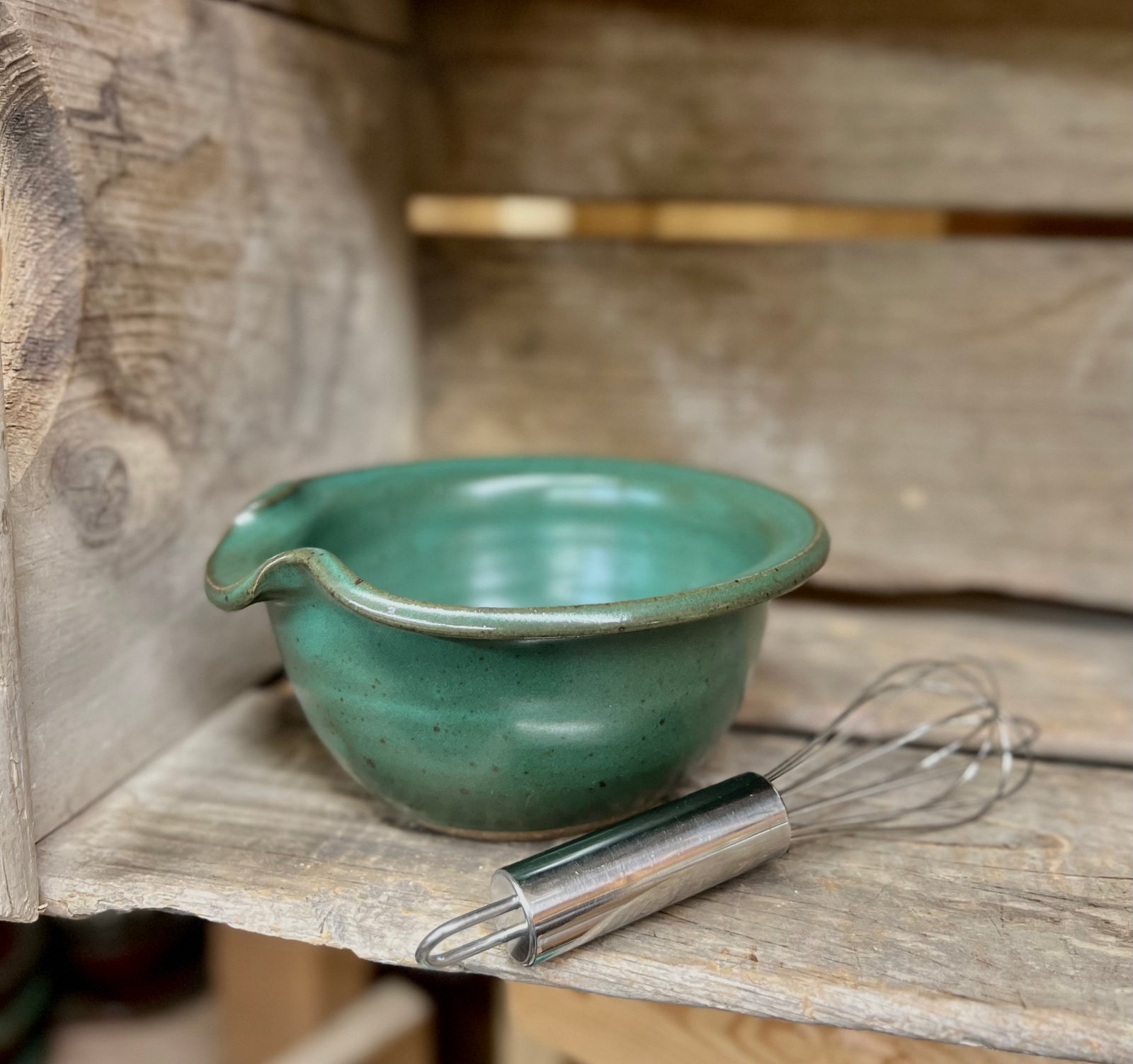 Classic Christmas Red Ceramic Batter Bowl and Whisk