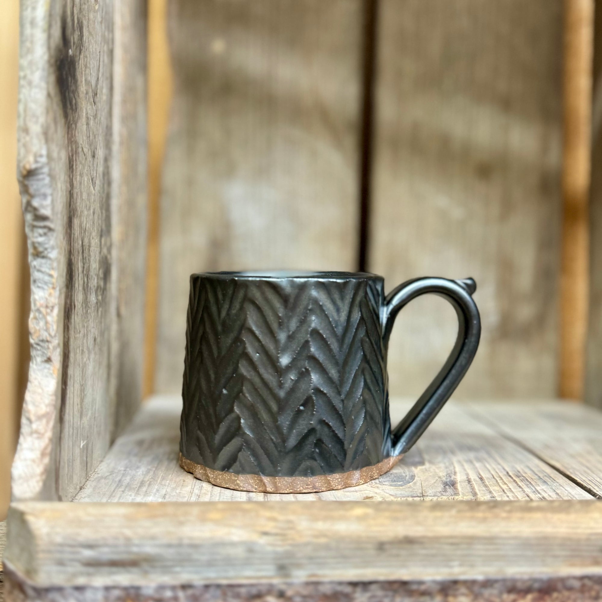 Appalachian Cable-Knit Sweater Mug {Black Bear}