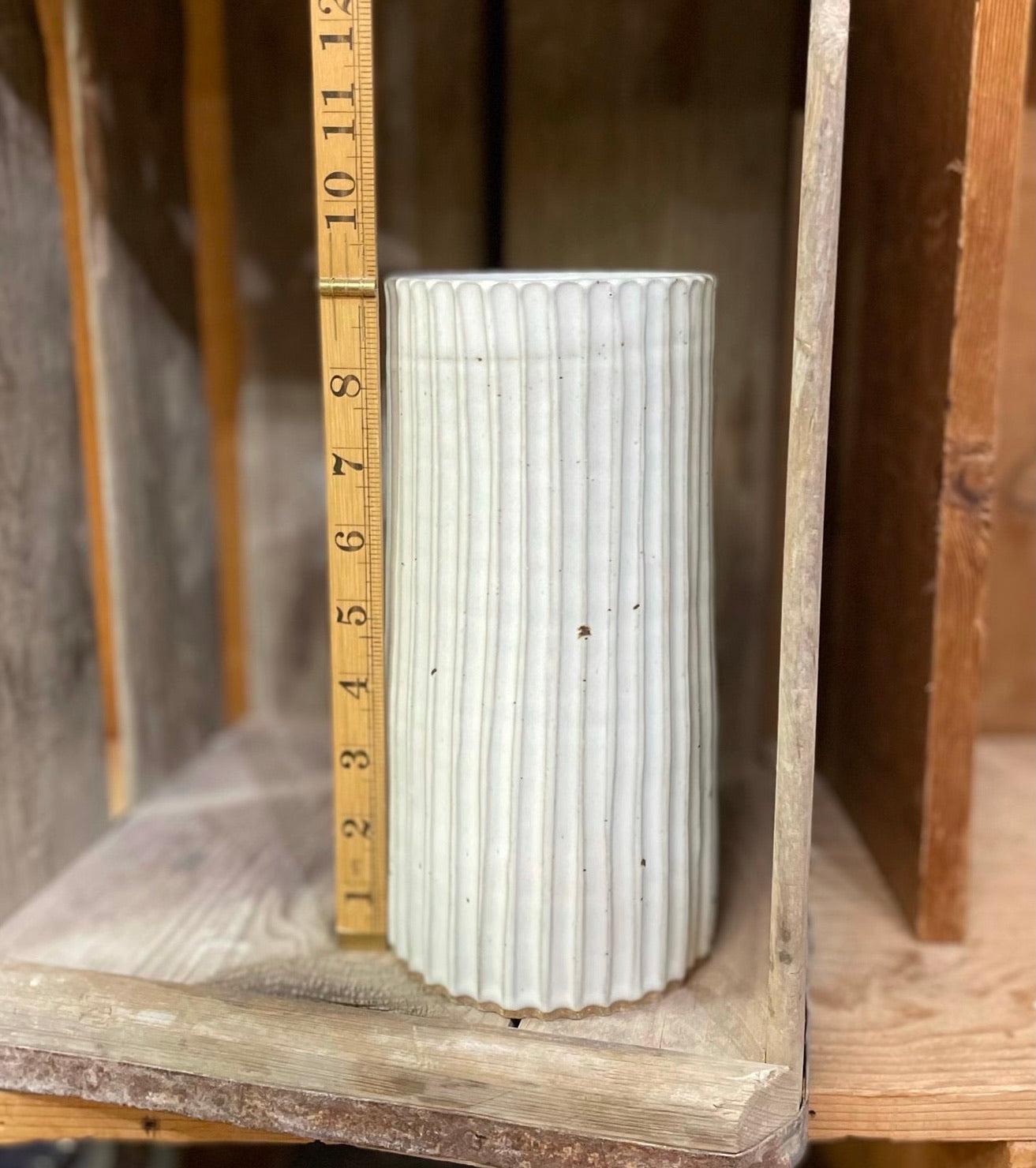 Appalachian Collection Large Cylinder Vase {White Lined}