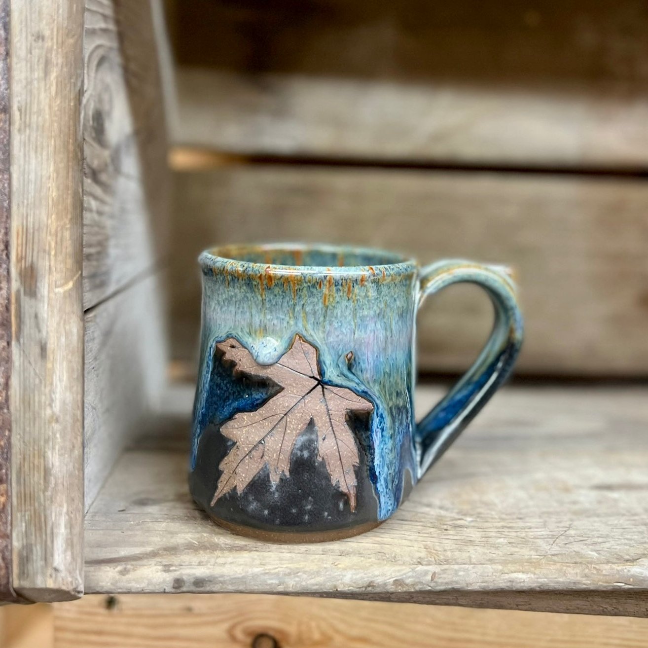 Brandon Leaf Mug {Black and Blue}