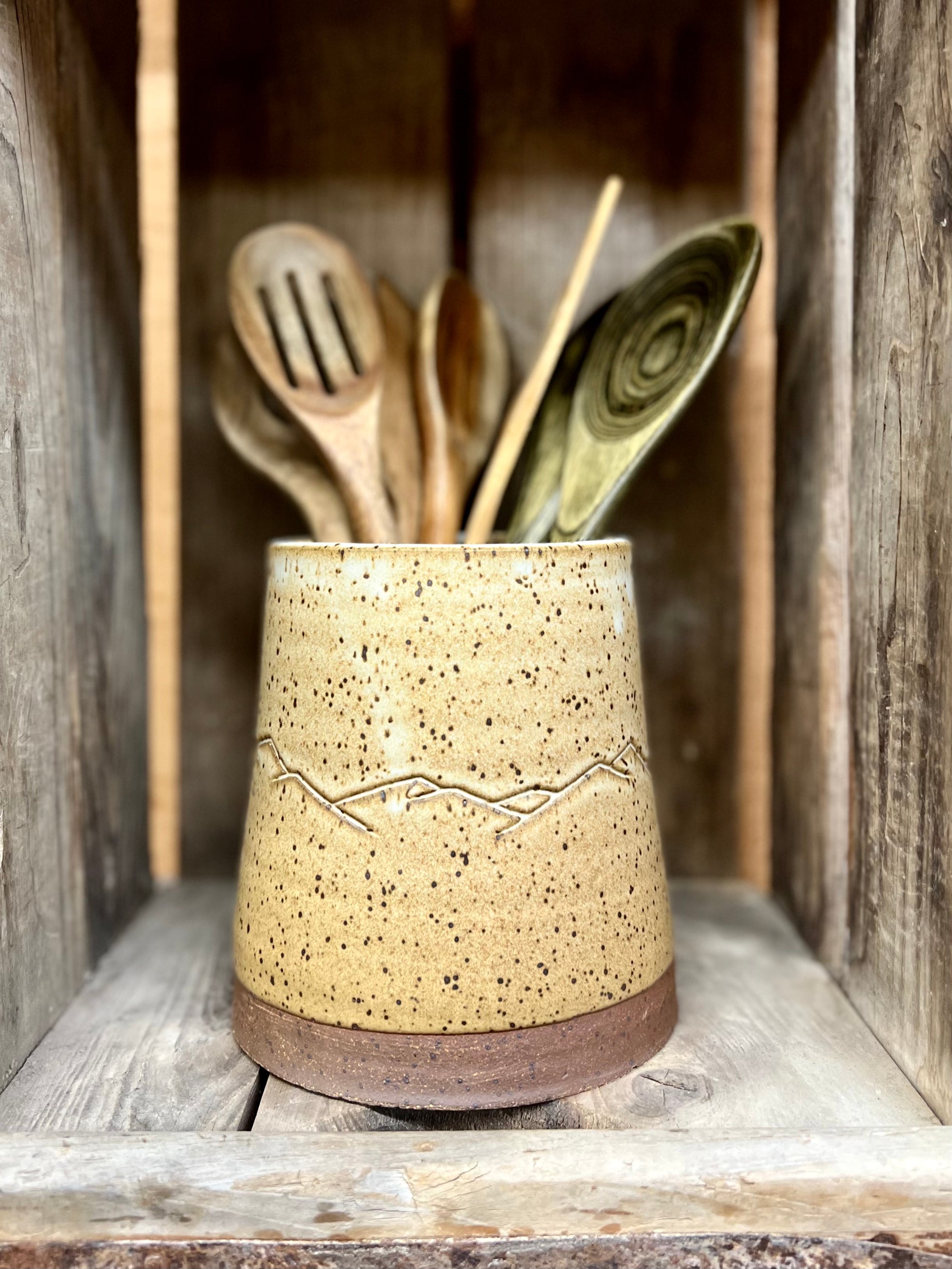 Appalachian Collection Utensil Jar {Speckled Stony Mountain Range}